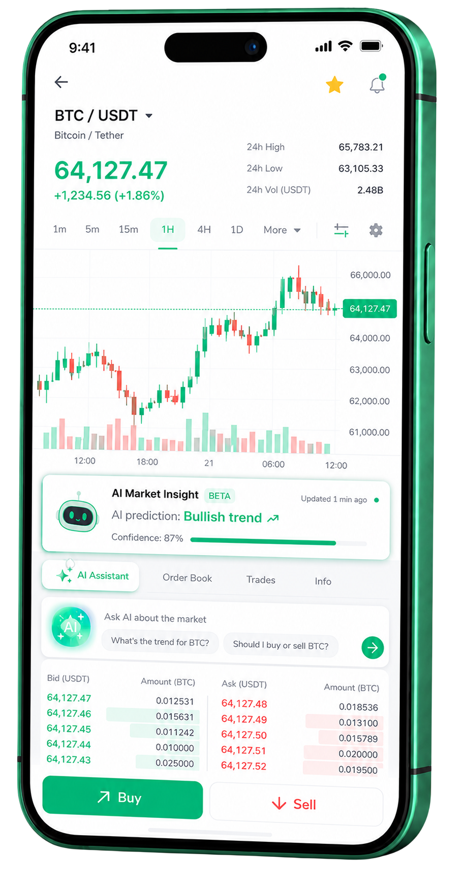 Application mobile de trading Luberon Skalmesse fonctionnant sur un smartphone